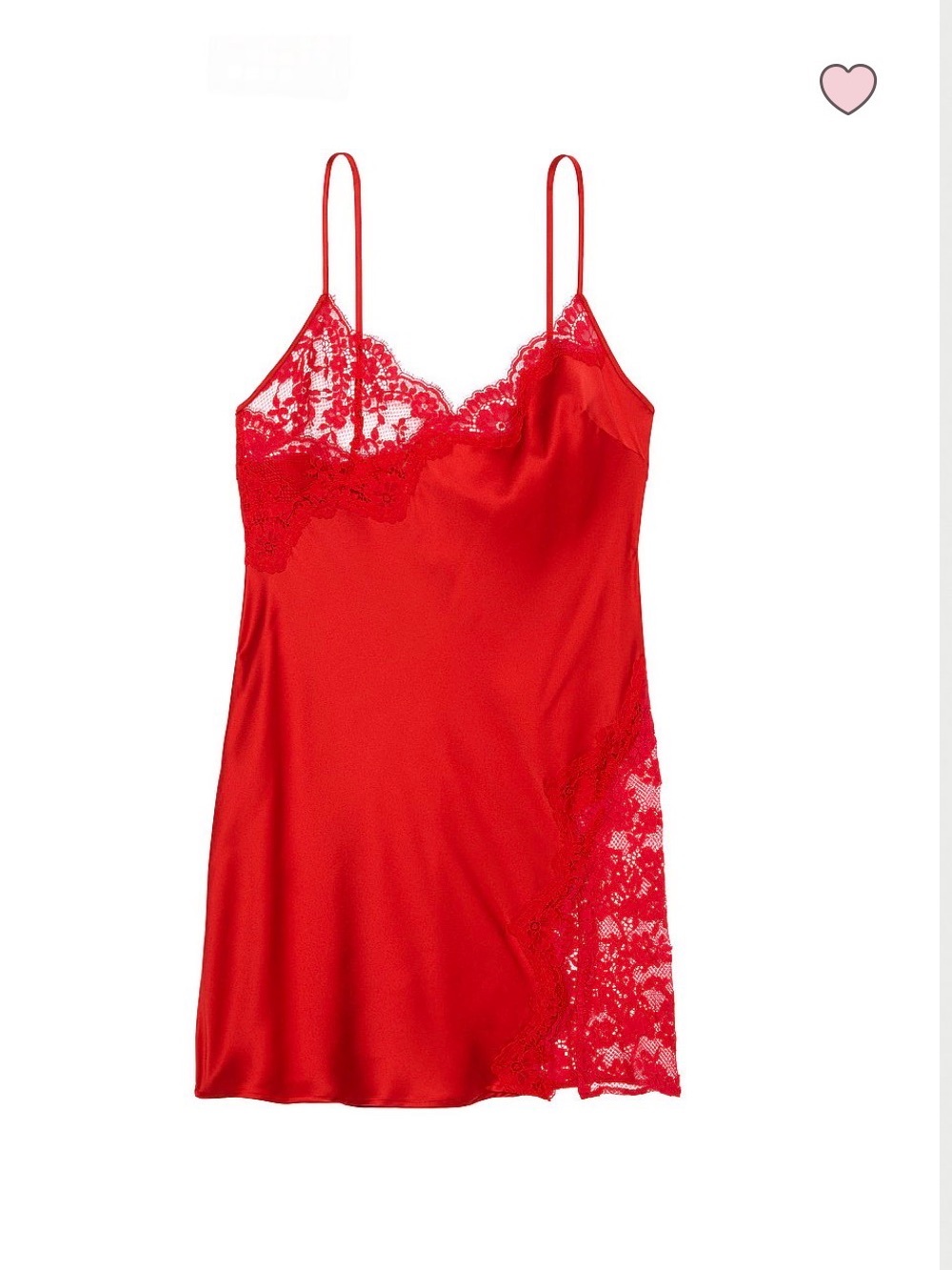 Victoria's Secret Red Satin Lace-Trim Slip